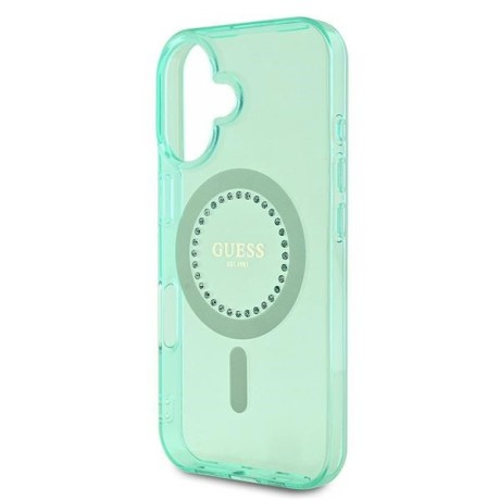 Оригінальний чохол Guess IML Rhinestones MagSafe для iPhone 16 - Green