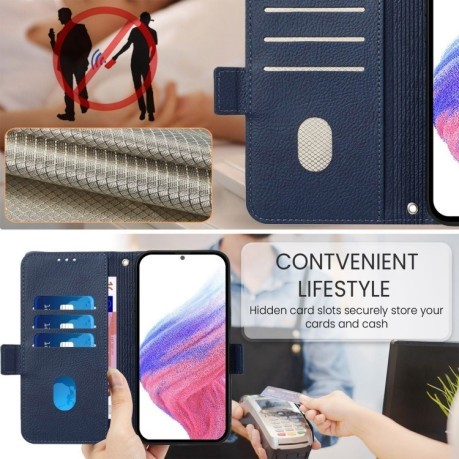 Чохол-книжка Embossed Rose RFID Anti-theft Leather для Samsung Galaxy A16 5G - синій