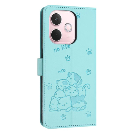Чохол-книжка Embossed Kitten Phone Leather для OPPO A5 Pro 5G Global - зелений