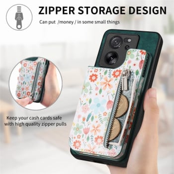 Протиударний чохол Retro Painted Zipper Wallet для Xiaomi 13 Lite - зелений