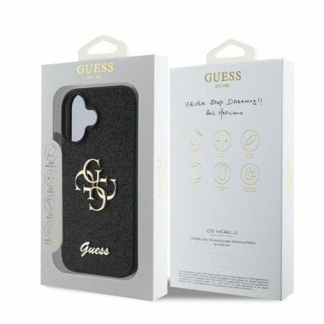 Оригинальный чехол Guess Big Metal Logo для iPhone 16 - black