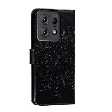 Чехол-книжка Sun Mandala Embossing Pattern для Motorola Edge 50 Pro - черный