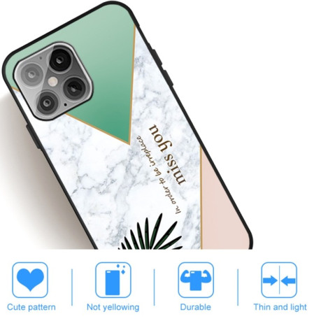 Противоударный чехол Frosted Fashion Marble для iPhone 13 mini - Green White Grass