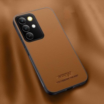 Чехол HUIYI Leather Magnetic на Realme C85 Pro — коричневый