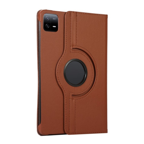 Чехол-книжка 360 Degree Rotation Litchi для Xiaomi Pad 7 Pro / Pad 7 - коричневый