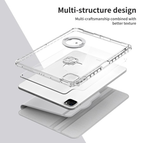 Противоударный чехол 360 Rotation Detachable Clear Acrylic Leather для  iPad Air 13 2024 / Pro 12.9 2022 - серый