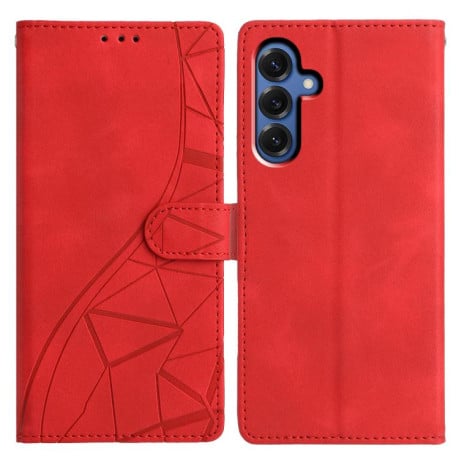 Чохол-книжка з тисненням Triangles з магнітним хлястиком на Samsung Galaxy S25 FE 5G - червоний