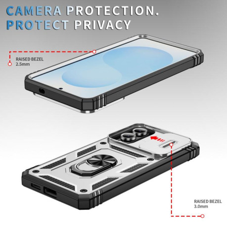 Противоударный чехол Sliding Camshield для Samsung Galaxy S25 Edge 5G - White+Black