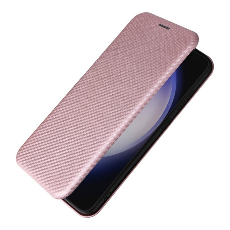 Чохол-книжка Carbon Fiber Texture на Samsung Galaxy S24 5G - рожевий