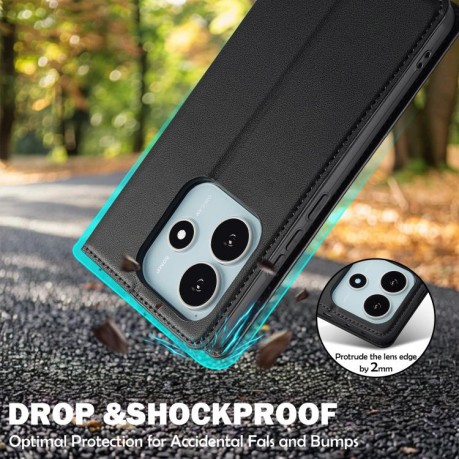 Чохол-книжка LCIMEEKE LC-001 Series для Xiaomi Redmi Note 14 4G 164.84mm - чорний