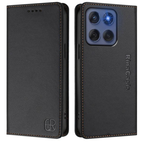 Чехол-книжка RC01 Dual-Folded Magnetic Suction RFID Leather на Motorola Edge 5G 2025 / Edge 60 Fusion - черный