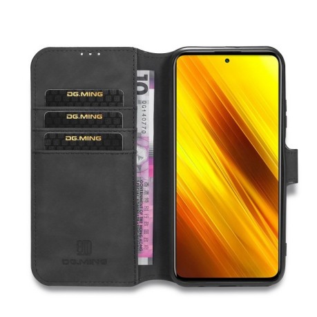Чехол-книжка DG.MING Retro Oil Side на Xiaomi Poco X3 / Poco X3 Pro - черный