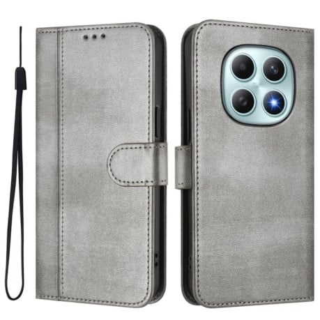 Чохол-книжка Line Splicing еко-шкіра Ретро на Xiaomi Redmi Note 15 4G / 5G /Poco M8 164mm — сірий