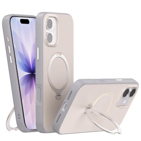 Чехол Contrast Color Rotation с подставкой 360 и Magsafe на iPhone 17 - серый