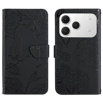 Чехол-книжка Skin Feel Butterfly Embossed на Tecno Spark 40 4G — чёрный