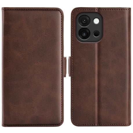 Чехол-книжка Dual-side Magnetic Buckle для OnePlus 13T - коричневый