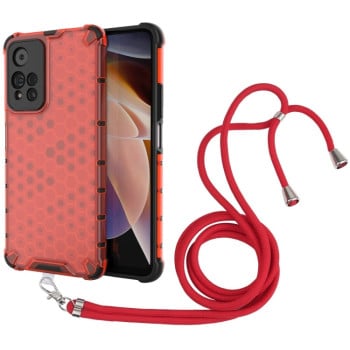 Противоударный чехол Honeycomb with Neck Lanyard для Xiaomi Note Redmi 11 Pro 5G (China)/11 Pro+ - красный