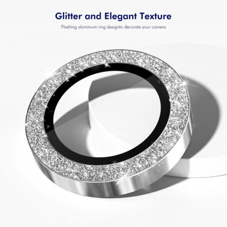 Защитное стекло ENKAY Hat-Prince Glitter Rear Camera Lens Aluminium для iPhone 16e - серебристое