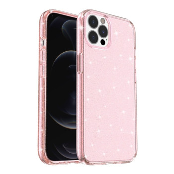 Противоударный чехол Terminator Style Glitter для iPhone 13 Pro Max - розовый