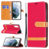 Чохол-книжка Color Matching Denim Texture на Samsung Galaxy S21 FE - червоний