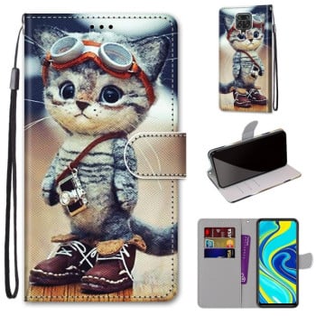 Чохол-книжка Coloured Drawing на Xiaomi Redmi Note 9S / 9 Pro - Leather Shoes Cat