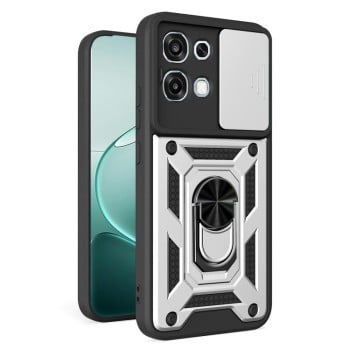 Противоударный чехол Sliding Camshield на OPPO A6 Pro 4G / 5G / F31 5G — серебристый