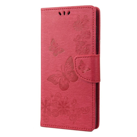 Чехол-книжка Floral Butterfly для Xiaomi Poco C40/Redmi 10c - красный