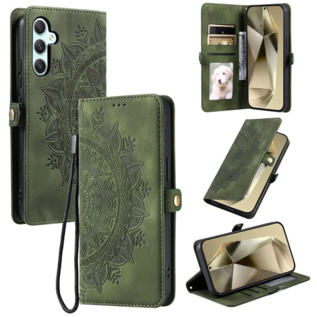 Чехол-книжка Totem Embossed Magnetic Leather для Samsung Galaxy S24 FE 5G - зеленый