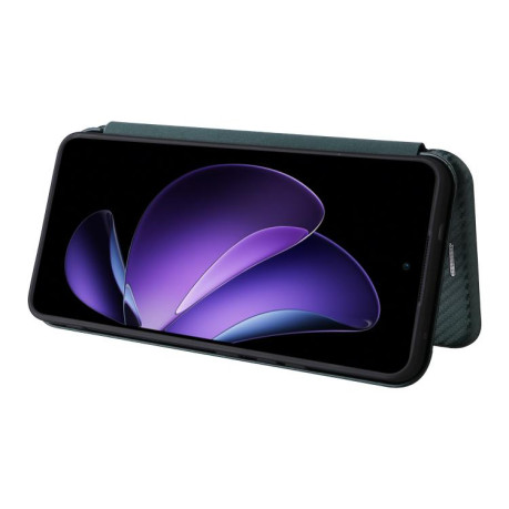 Чехол-книжка Carbon Fiber Texture на OPPO Reno13 F/Reno13 FS - зеленый