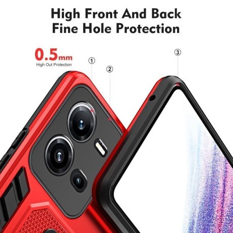 Противоударный чехол Variety Brave Armor Finger Loop Holder для Vivo V25 5G / V25e - красный