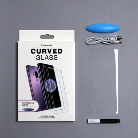 Защитное 3D стекло с поддержкой отпечатка с УФ лампой UV Liquid Curved Full Glue для Samsung Galaxy Note 10