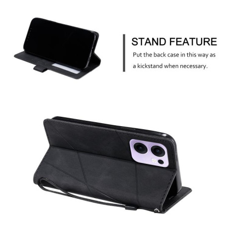 Чехол-книжка Skin Feel Splicing для OPPO Reno13 F/Reno13 FS Global/ 4G India - черный