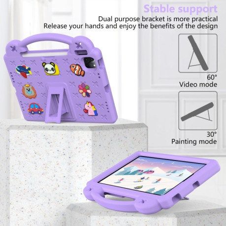 Противоударный чехол Handle Kickstand Children EVA для iPad 11(2025)/iPad 10.9 (2022) - фиолетовый