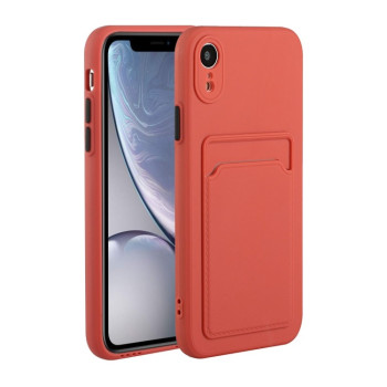 Противоударный чехол Card Slot Design для iPhone XR - коралловый