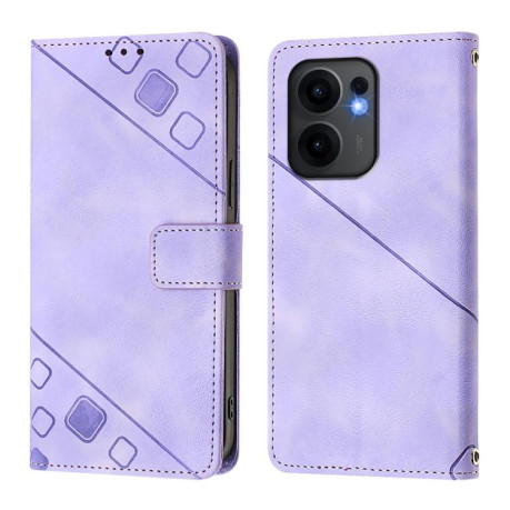 Чехол-книжка Skin-feel Embossed для OPPO Reno13 F/Reno13 FS- фиолетовый