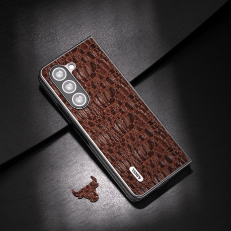 Протиударний шкіряний чохол ABEEL Genuine Leather Sky Series для Samsung Galaxy Fold 5 - коричневий