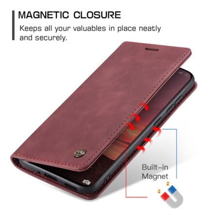 Чехол-книжка CaseMe-013 многофункциональный с кармашком на карт на Xiaomi 15T Pro - красный