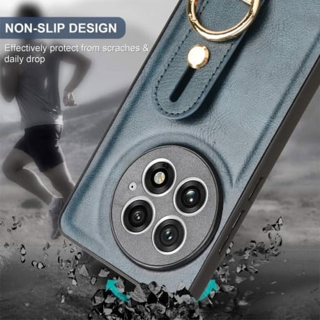 Противоударный чехол Wristband Leather Back для OnePlus 13 - синий