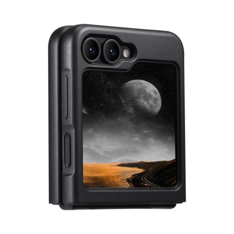 Карбоновий чохол Suteni G3 Carbon Fiber підставка 360 з MagSafe на Samsung Galaxy Flip 7 5G - чорний