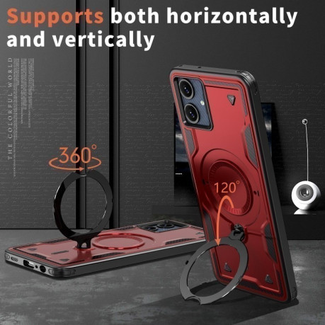Противоударный чехол MagSafe Holder Armor PC Hybrid для Samsung Galaxy A06 4G - красный