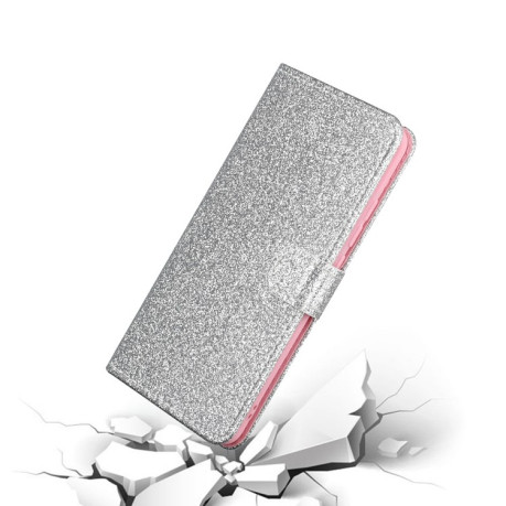 Чехол-книжка Glitter Powder на Samsung Galaxy A31 - серебристый