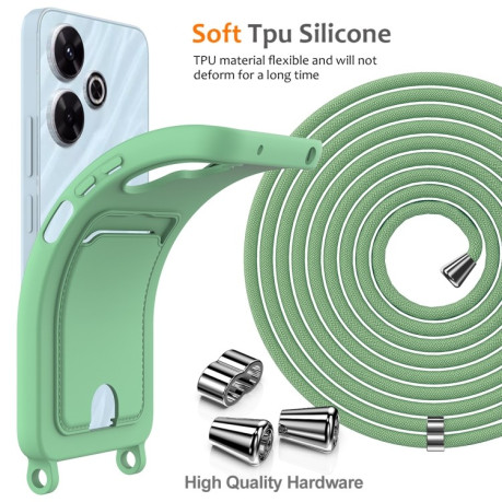 Силіконовий чохол Integrated Card Bag Solid Color Liquid Silicone на Xiaomi Poco M6 4G - зелений