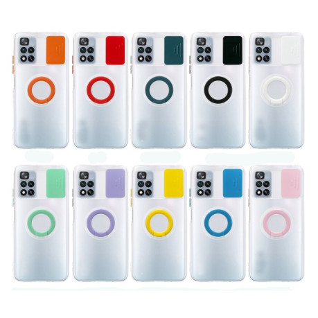 Противоударный чехол Sliding Camera with Ring Holder для Xiaomi Poco X4 Pro 5G - красный