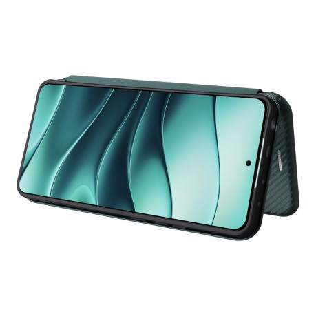 Чехол-книжка Carbon Fiber Texture на Xiaomi  Redmi Note 14 5G - зеленый