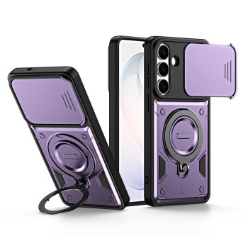 Чехол Escase с кольцом-держателем и слайдером камеры на Samsung Galaxy A27 5G — фиолетовый