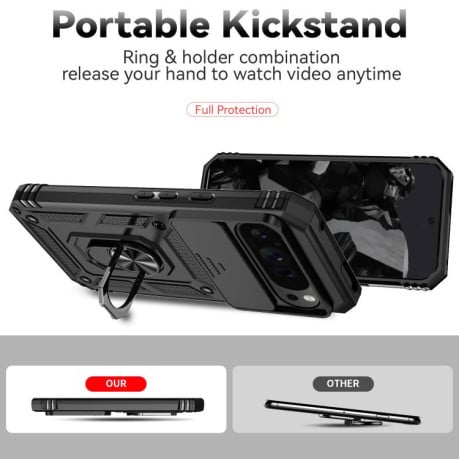Чохол із шторкою на камеру Sliding Camshield та підставкою на Google Pixel 10 Pro XL - чорний