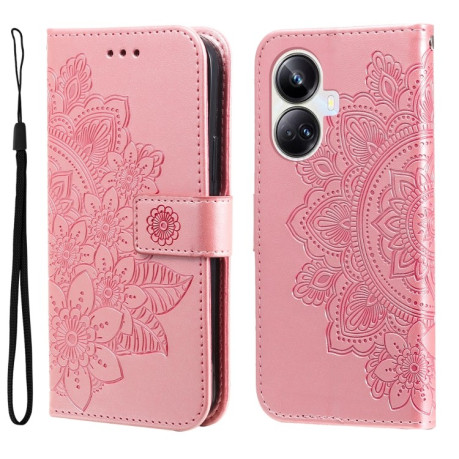 Чехол-книжка 7-petal Flowers Embossing для Realme 10 Pro+ 5G - розовое золото