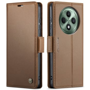 Чехол-книжка CaseMe 023 Butterfly Buckle Litchi Texture RFID Anti-theft Leather для OPPO Reno12 F/12 FS 5G - коричневый