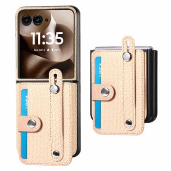 Противоударный чехол Wristband Kickstand Card для Motorola Razr 60 Ultra - хаки
