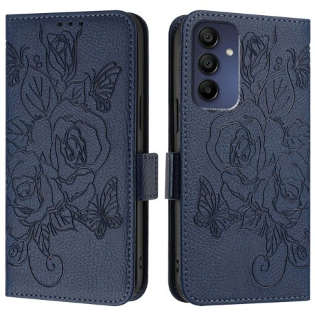 Чохол-книжка Embossed Rose RFID Anti-theft Leather для Samsung Galaxy A16 5G - синій